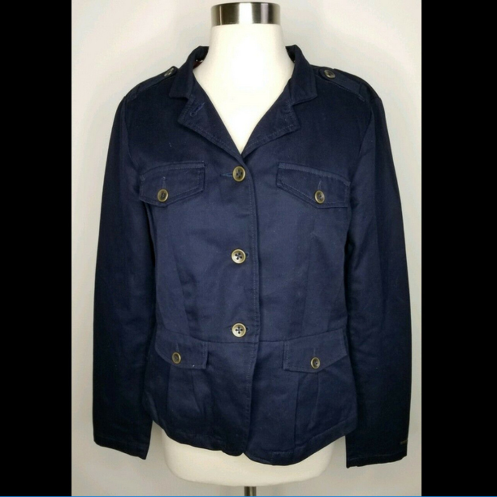 Tommy Hilfiger Navy BLUE Womens Button Jacket 10